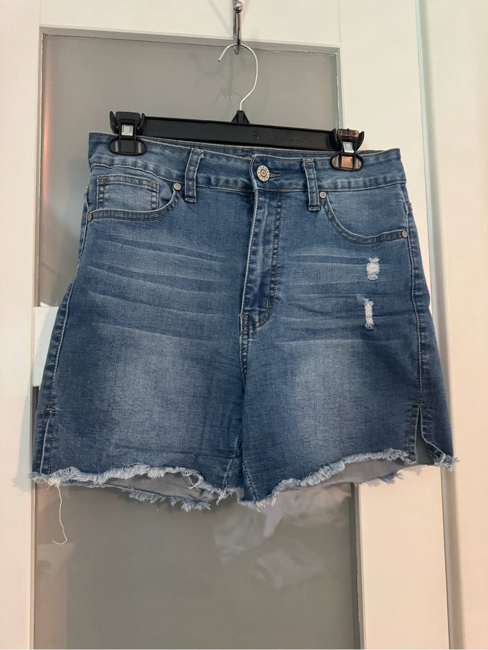 ANTI Medium Blue High-Rise Distressed Denim Shorts